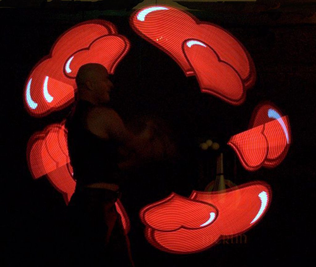 LED Light programmable poi. We can programme your logo and theme events with our spectacular shows